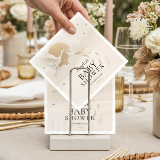 Elegant Neutral Stork Baby Shower Paper Napkins