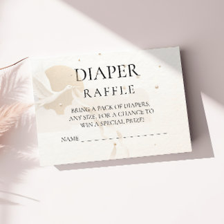 Elegant Neutral Stork Diaper Raffle Enclosure Card