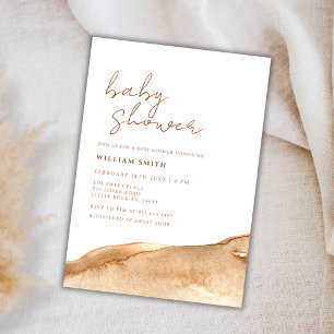 Elegant Neutral Terracotta Abstract Baby Shower Invitation