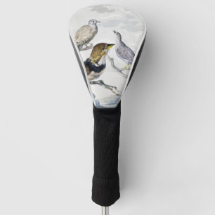 Elegant Neutral Tone Birds on Branch Art Golf Head Cover