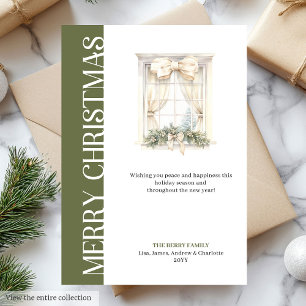 Elegant Neutral Tones Minimalist Window Christmas Holiday Card
