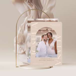 Elegant Neutral Two Photo Wedding Invitation
