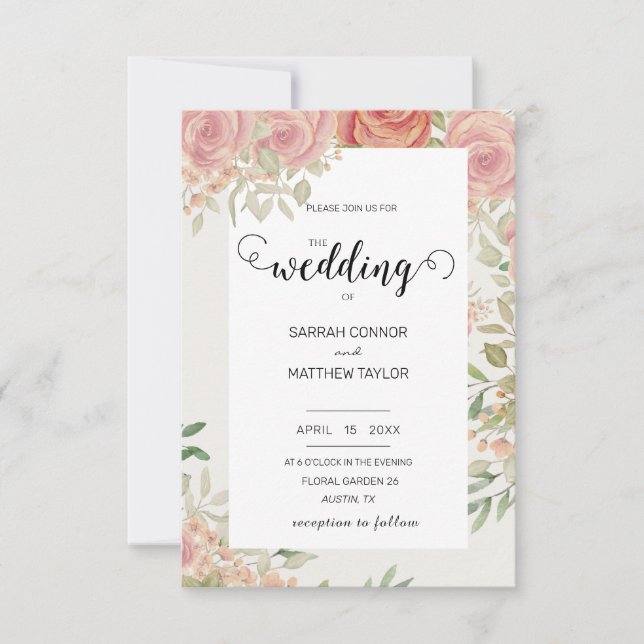 Elegant Neutral Watercolor Floral Invitation (Front)