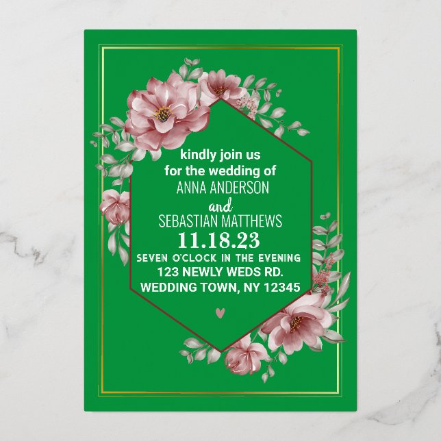 Elegant Neutral Watercolor Floral Wedding   Foil I (Front)