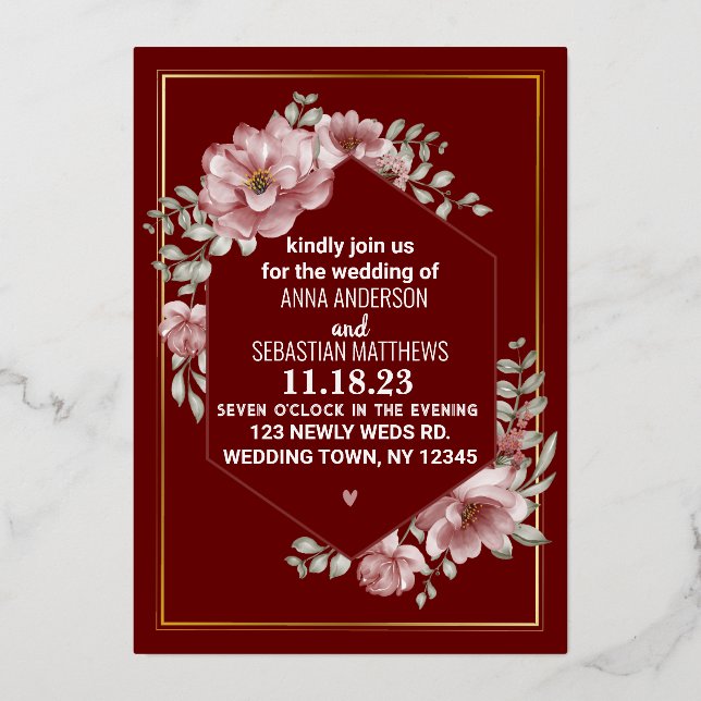 Elegant Neutral Watercolor Floral Wedding   Foil I (Front)