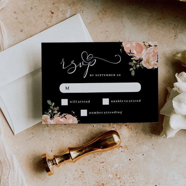Elegant Neutral Watercolor Floral Wedding RSVP Card (Creator Uploaded)