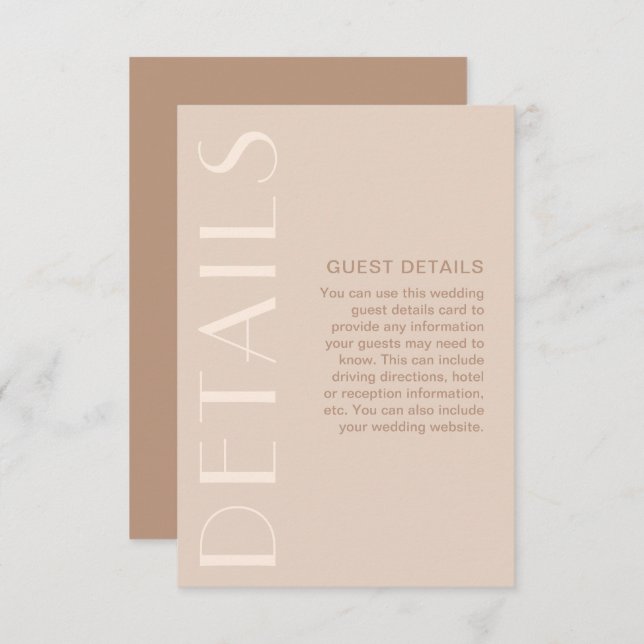 Elegant Neutral Wedding Guest Enclosure Card (Front/Back)