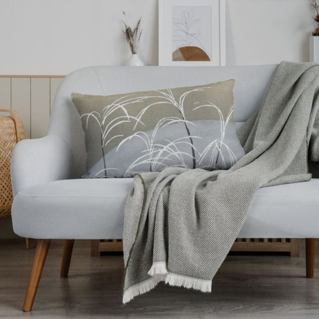 Elegant Neutrals Modern Minimalist Japanese Art Decorative Cushion (Add style to your home with this elegant neutrals vintage Japanese grass pattern accent throw pillow)