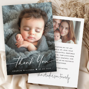 Elegant new baby announcement photo thank you