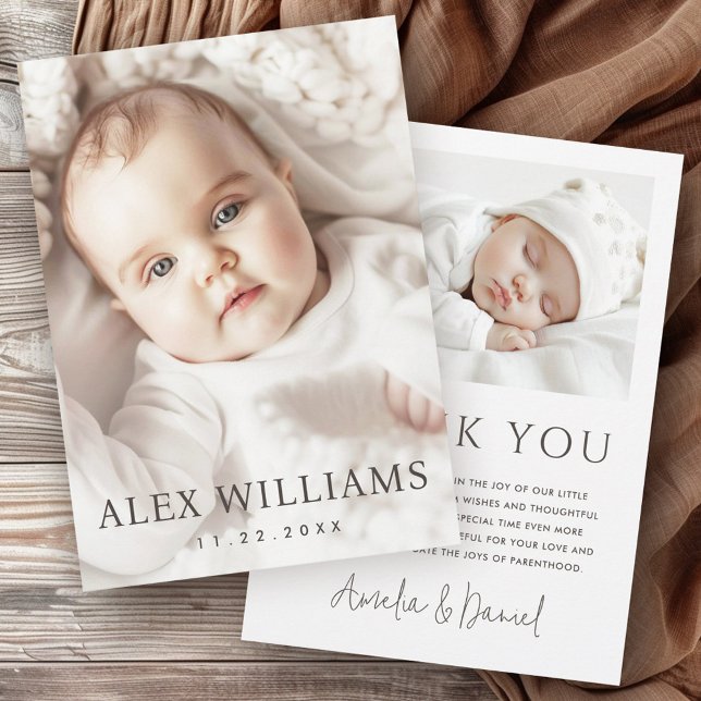 Elegant new baby announcement photo thank you card (Elegant new baby announcement photo thank you card)