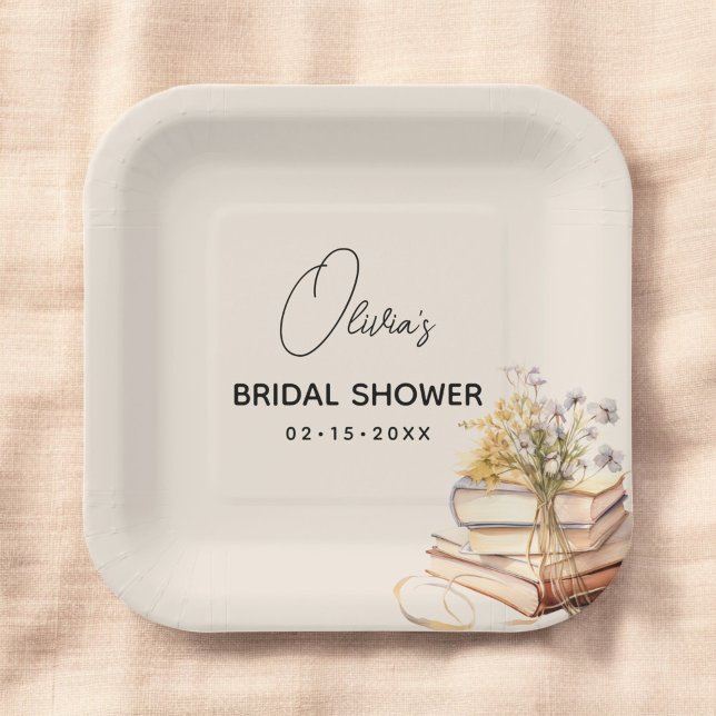 Elegant New Chapter Begins Book Bridal Shower  Paper Plate (Creator Uploaded)