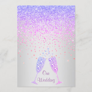 ELEGANT New crystal diamond wedding lilac PURPLE Invitation