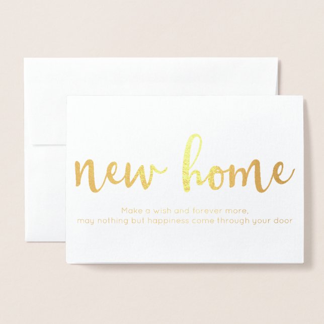 Elegant New Home Housewarming Gold Foil Card (Front With Envelope)