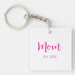 Elegant New Mum Hot Pink Typography Mother's Day  Key Ring