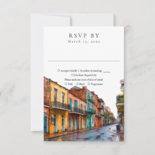 Elegant New Orleans Watercolor Wedding RSVP Card