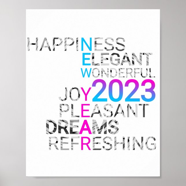 elegant new year 2023 quotes sayings poster (Front)