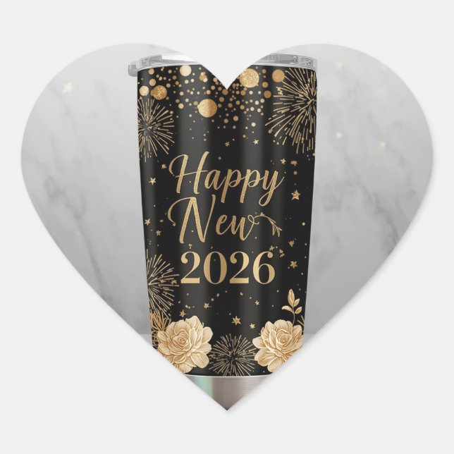 Elegant New Year 2026 Sticker | Gold & Black Label (Front)