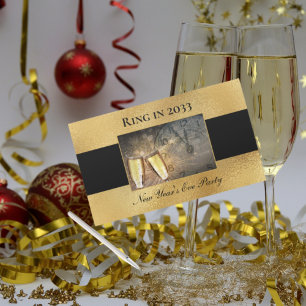 Elegant New Year's Eve Black Gold Party Large Rectangular Sticker