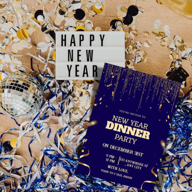Elegant New Year's Eve Dinner Party Invitation ("Your Elegant New Year's Eve Invitation")