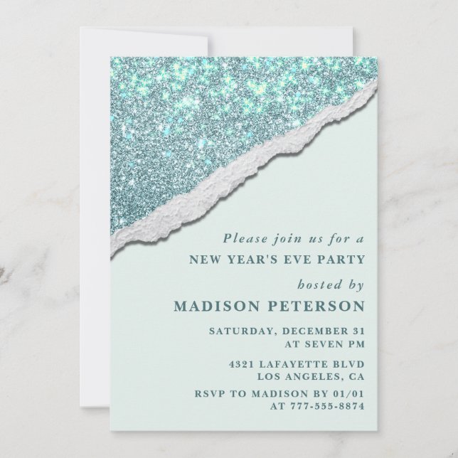 Elegant New year's eve invitation Glam Glitter (Front)