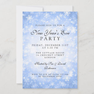Elegant New Years Eve Party Blue Winter Invitation