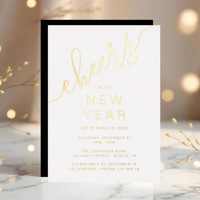 Elegant New Year's Eve Party Gold (Elegant New Year's Eve Party Gold Foil Invitation)