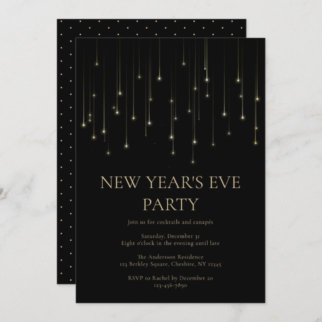 Elegant New Year's Eve Party Invitation (Front/Back)