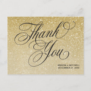 Elegant New Years Eve Wedding Thank You Postcard