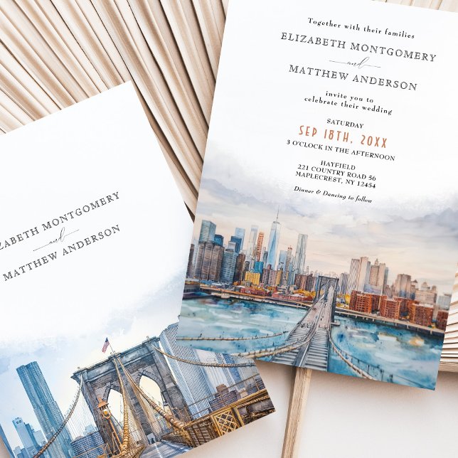 Elegant New York City Skyline Brooklyn Bridge Invitation (Creator Uploaded)
