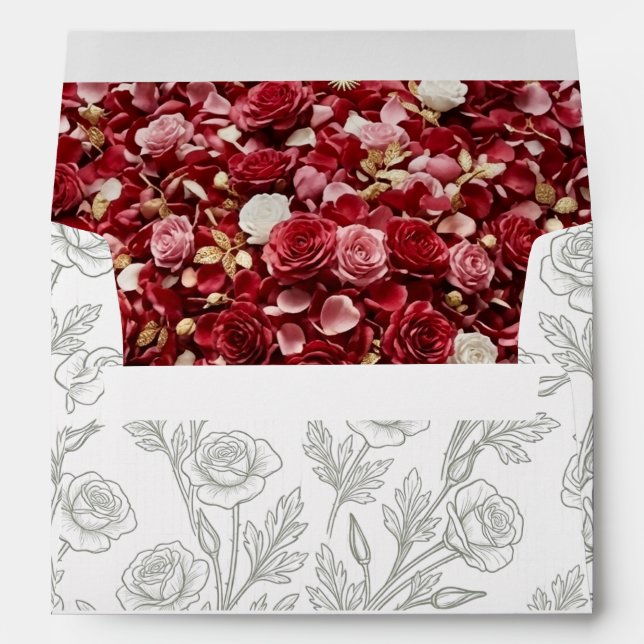 Elegant New York Rose Blossom Wedding Envelope (Back (Bottom))