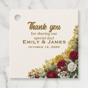 Elegant New York Rose Blossom Wedding Favour Tag