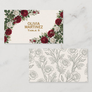 Elegant New York Rose Blossom Wedding Place Card