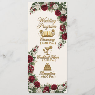 Elegant New York Rose Blossom Wedding Program Card