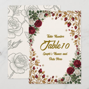 Elegant New York Rose Blossom Wedding Table Number
