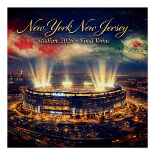 Elegant New York Stadium Host World Cup Poster