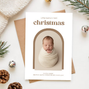Elegant Newborn Baby's First Christmas Arch Photo Holiday Card
