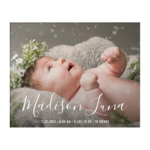 Elegant Newborn Girl Birth Baby Photo Nursery Acrylic Print