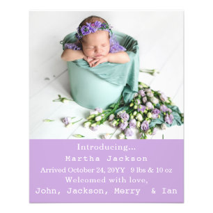 Elegant Newborn Girl Birth Nursery New Baby Photo  Print