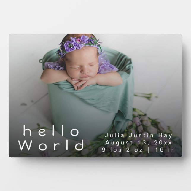 Elegant Newborn Photo Collage Birth Announcements Plaque (Front)