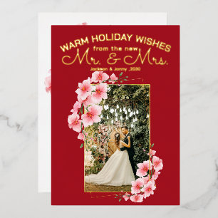 Elegant Newlywed Christmas Mr and Mrs warm wishes