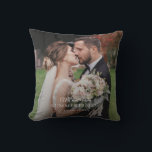 Elegant Newlywed Couple Wedding Photo Monogram Cushion<br><div class="desc">Immerse yourself in the beauty of your favourite moments as they come to life on a throw pillow. Whether it's a heartfelt family portrait,  a breathtaking landscape,  or a snapshot of a special occasion,  our custom prints capture the essence of your memories</div>