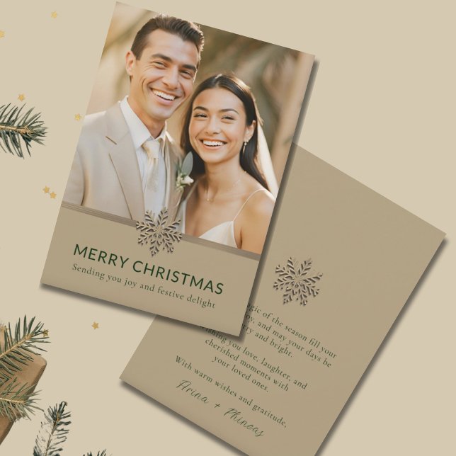 Elegant Newlyweds First Christmas Photo Card (Creator Uploaded)