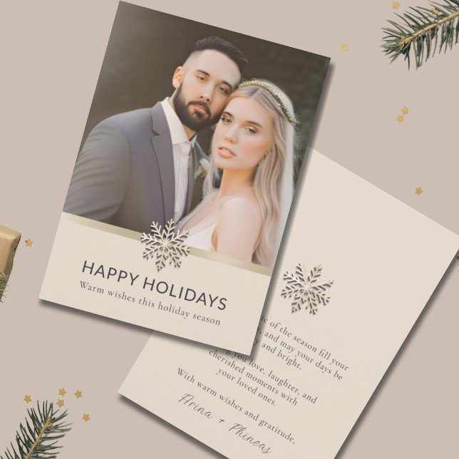 Elegant Newlyweds' First Holiday Photo Card (Creator Uploaded)