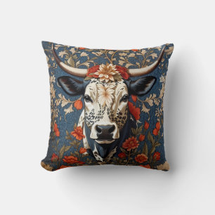 Elegant Nguni Cow William Morris Inspired Cushion