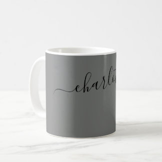 Elegant Nickel Colour Modern Name Personalised Coffee Mug