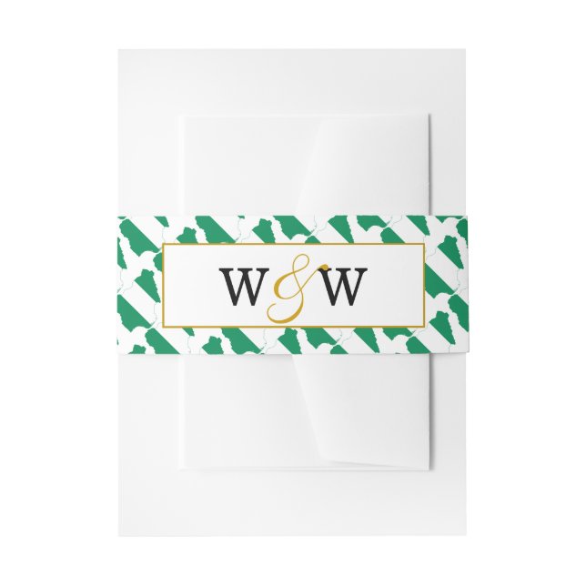 Elegant NIGERIA NAIJA Monogram Wedding Celebration Invitation Belly Band (Front Example)