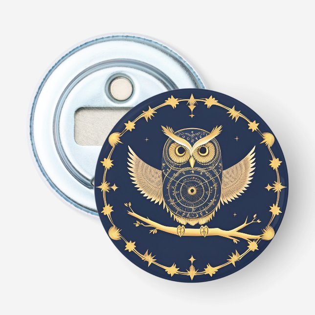 Elegant Night Owl Illustration Bottle Opener (Front)