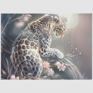 Elegant Night Safari Floral Leopard Decoupage Tissue Paper