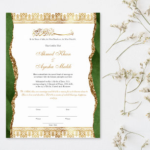 Elegant Nikkah Certificate Muslim Islamic Wedding Poster