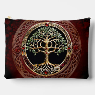 Elegant noble tree of life with celtic knot. accessory pouch